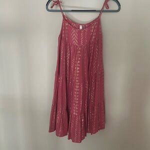 Coral summer dress with gold details